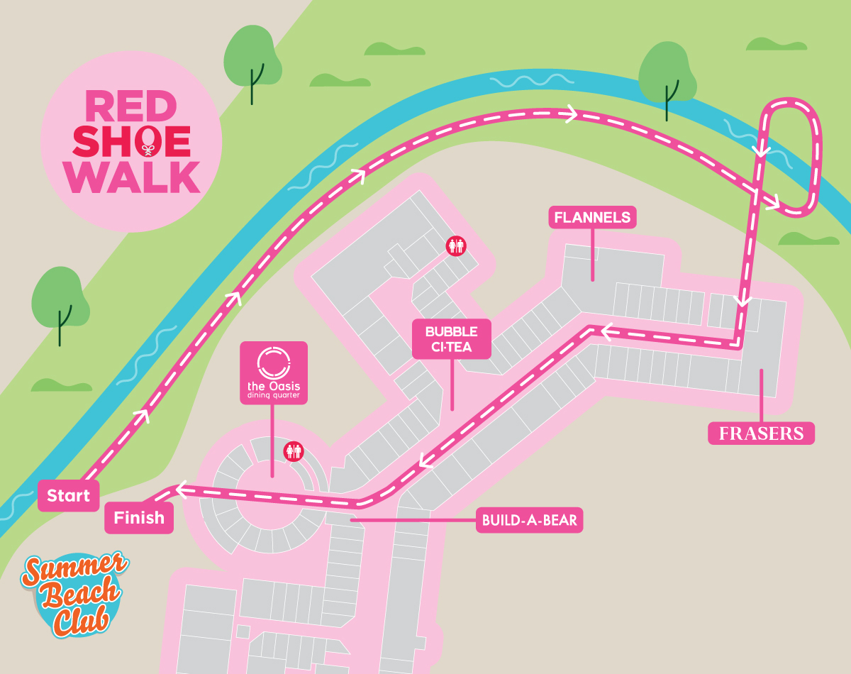 route for the red shoe walk 